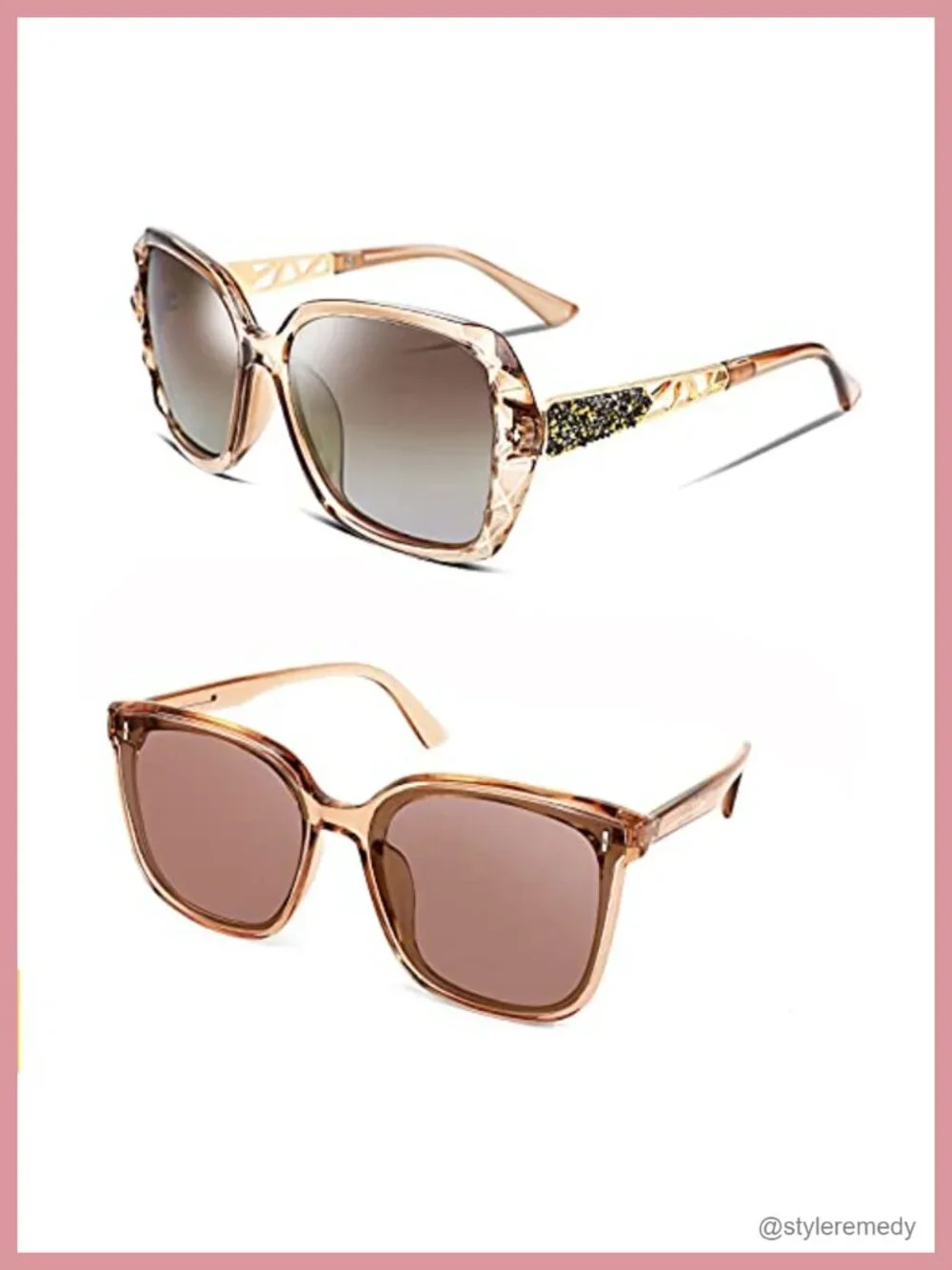 Oversized Retro Square Polarized Sunglasses Women Trendy UV400 Plastic Metal